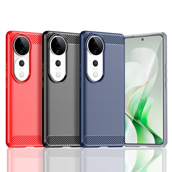 Coque de protection Vivo V40 carbone texturé TPU silicone