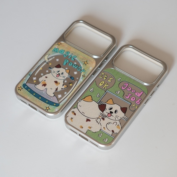 Coque de téléphone effet miroir avec motif chat pour iPhone 16/17