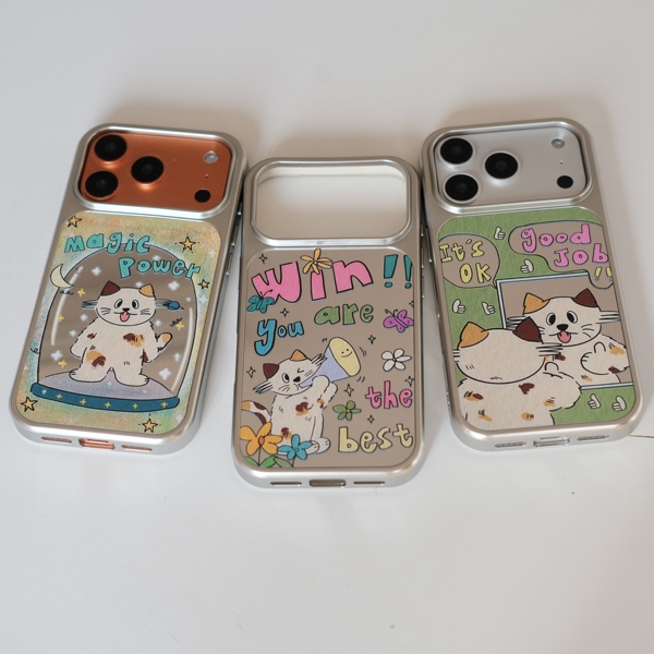 Coque de téléphone effet miroir avec motif chat pour iPhone 16/17