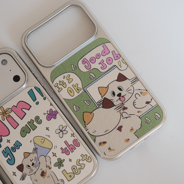 Coque de téléphone effet miroir avec motif chat pour iPhone 16/17