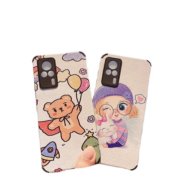 Coque de téléphone en cuir d'agneau motif dessin animé pour Vivo