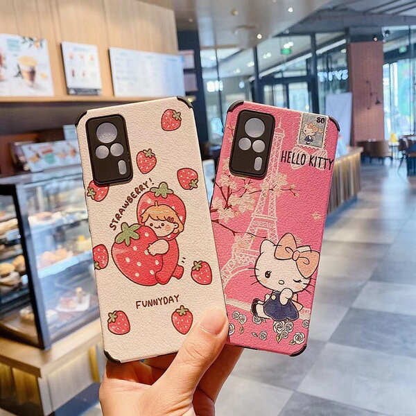 Coque de téléphone en cuir d'agneau motif dessin animé pour Vivo