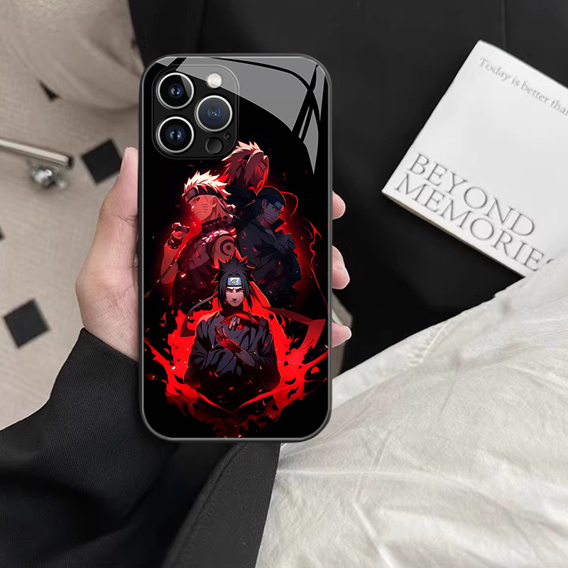 Coque de téléphone en verre Naruto pour iPhone 15, 14 et Android