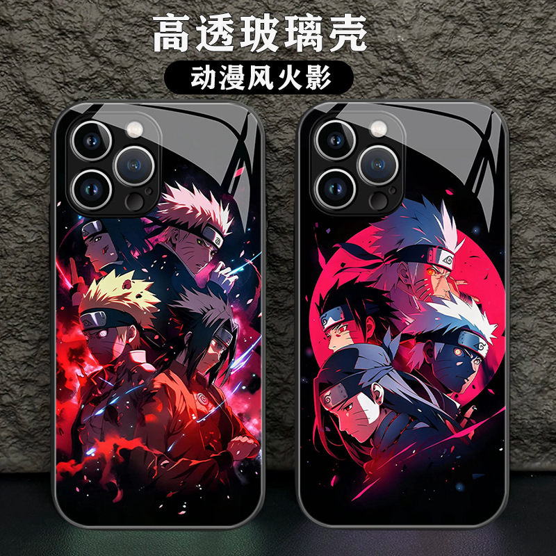 Coque de téléphone en verre Naruto pour iPhone 15, 14 et Android
