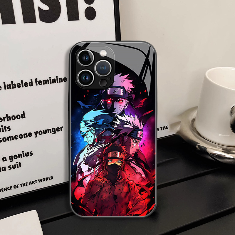 Coque de téléphone en verre Naruto pour iPhone 15, 14 et Android