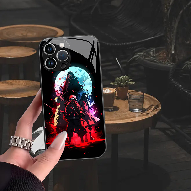 Coque de téléphone en verre Naruto pour iPhone 15, 14 et Android
