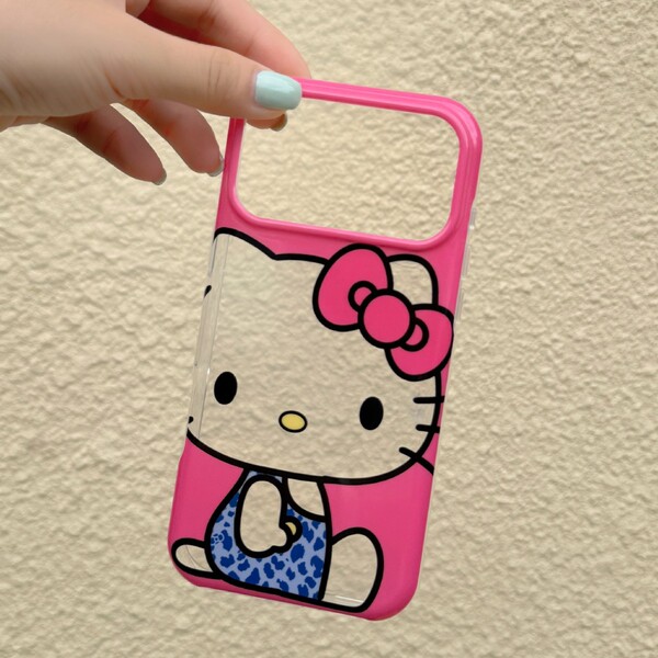Coque de téléphone Hello Kitty en acrylique antichoc pour iPhone 15, 16, 17
