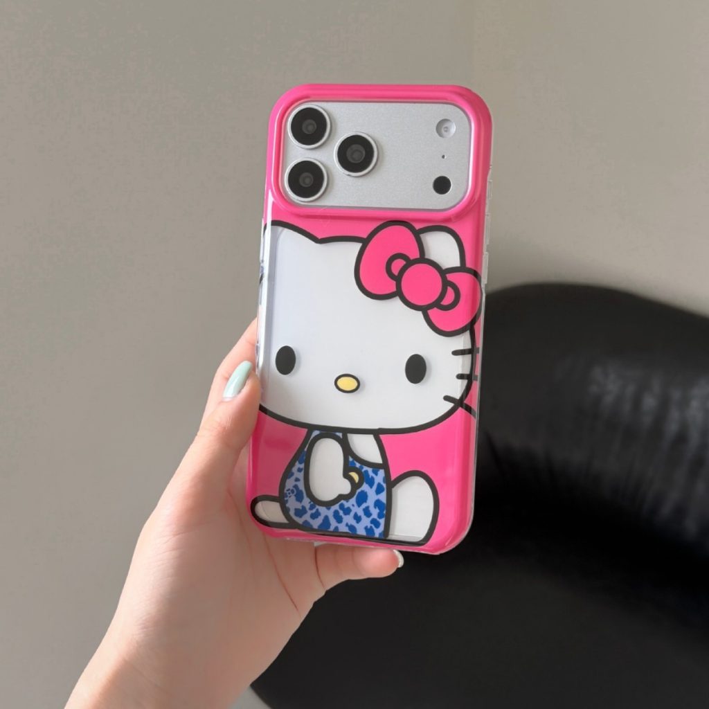 Coque de téléphone Hello Kitty en acrylique antichoc pour iPhone 15, 16, 17