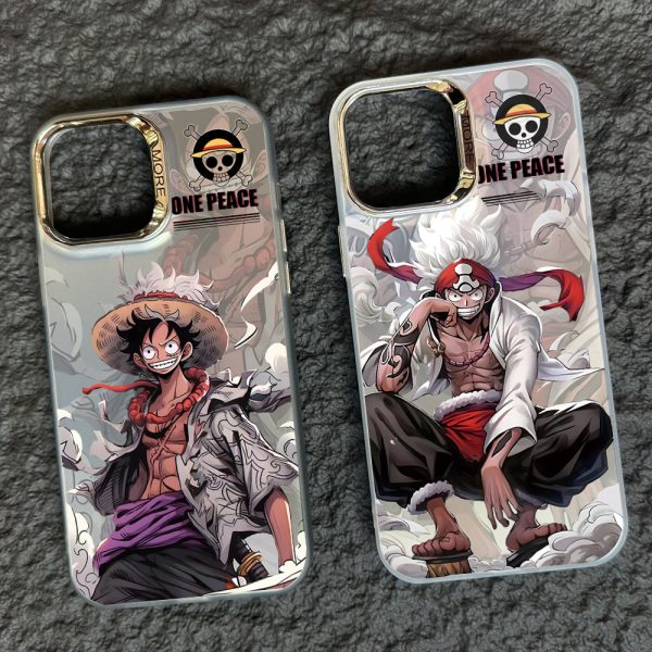 Coque de téléphone iPhone One Piece Luffy - rigide double couche argentée