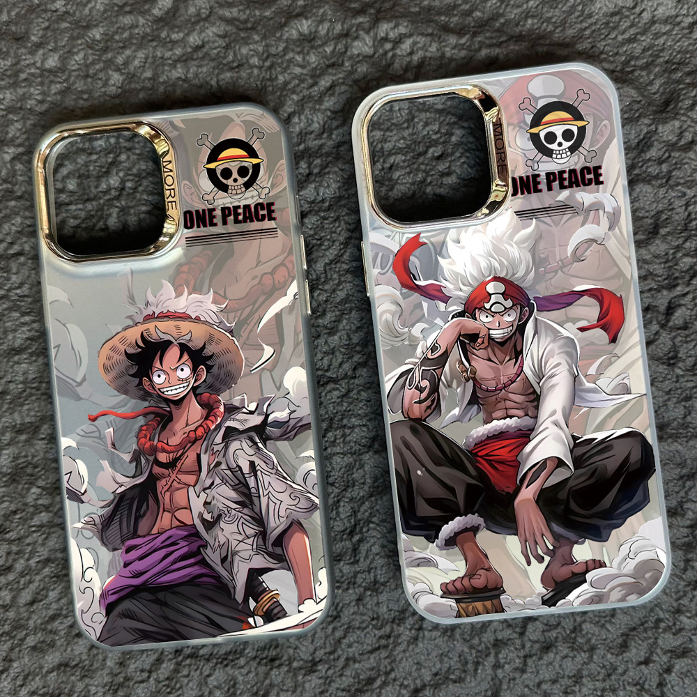 Coque de téléphone iPhone One Piece Luffy - rigide double couche argentée