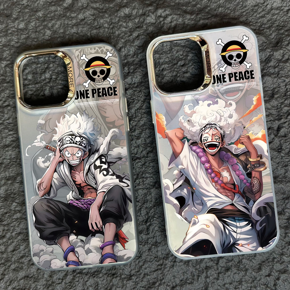 Coque de téléphone iPhone One Piece Luffy - rigide double couche argentée