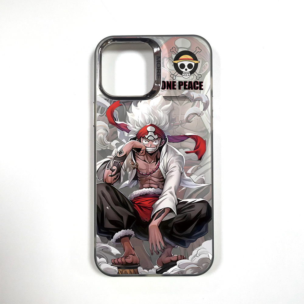 Coque de téléphone iPhone One Piece Luffy - rigide double couche argentée