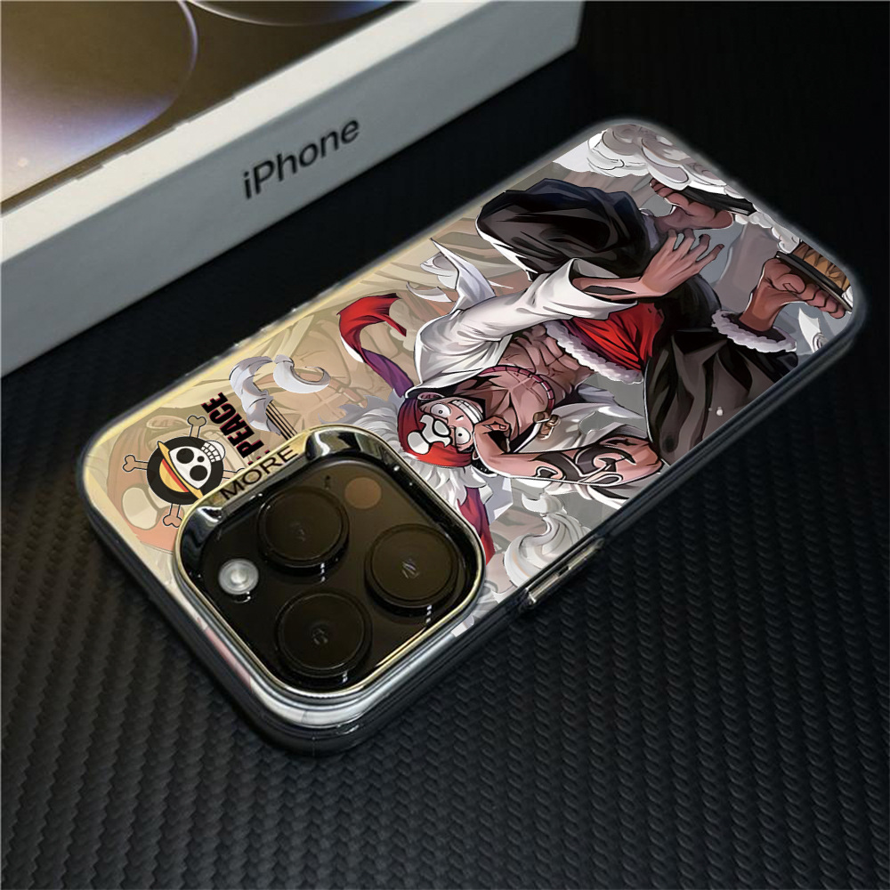 Coque de téléphone iPhone One Piece Luffy - rigide double couche argentée