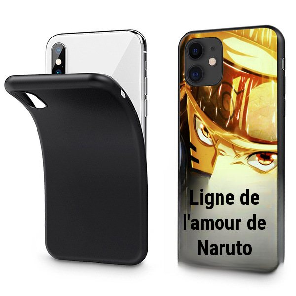 Coque de téléphone Naruto compatible iPhone 14, 13, 12, 11, XS, XR