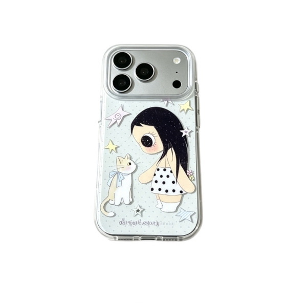 Coque de téléphone souple avec motif chat fille pour iPhone 15, 16, 17