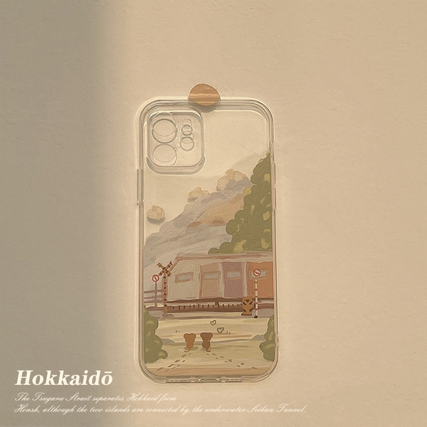 Coque de téléphone transparente à motif peinture à l'huile pour iPhone