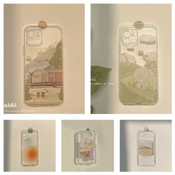 Coque de téléphone transparente à motif peinture à l'huile pour iPhone