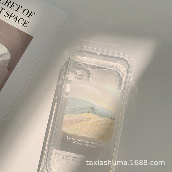 Coque de téléphone transparente à motif peinture à l'huile pour iPhone