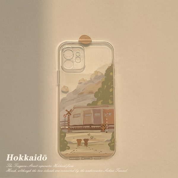 Coque de téléphone transparente à motif peinture à l'huile pour iPhone