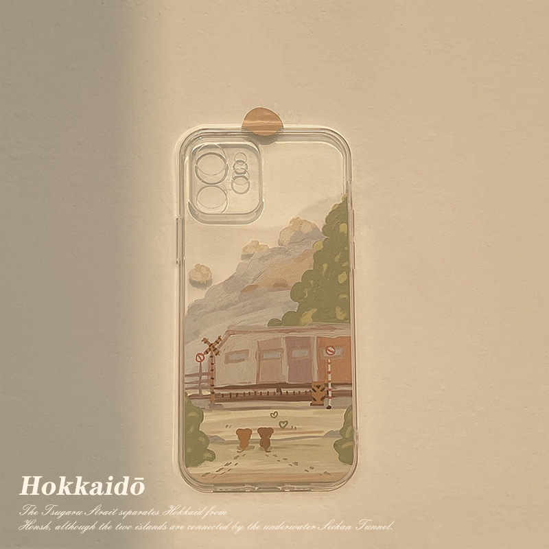 Coque de téléphone transparente à motif peinture à l'huile pour iPhone