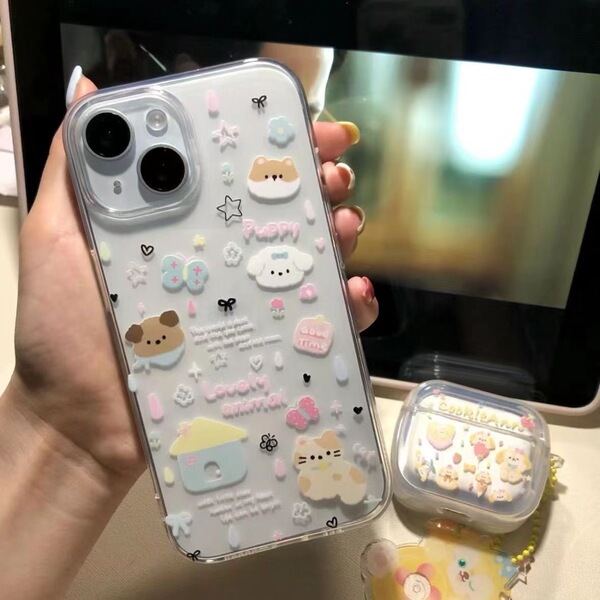 Coque de téléphone transparente mate avec illustration de chaton pour iPhone