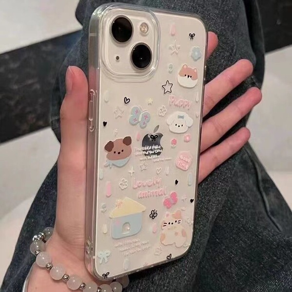 Coque de téléphone transparente mate avec illustration de chaton pour iPhone