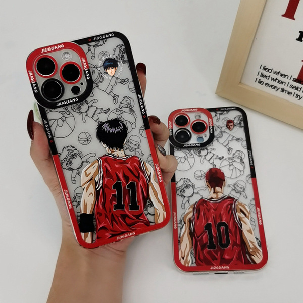 Coque de téléphone transparente motif Slam Dunk pour iPhone 11, 14 et 15