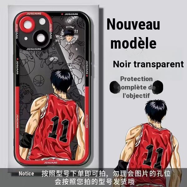 Coque de téléphone transparente motif Slam Dunk pour iPhone 11, 14 et 15