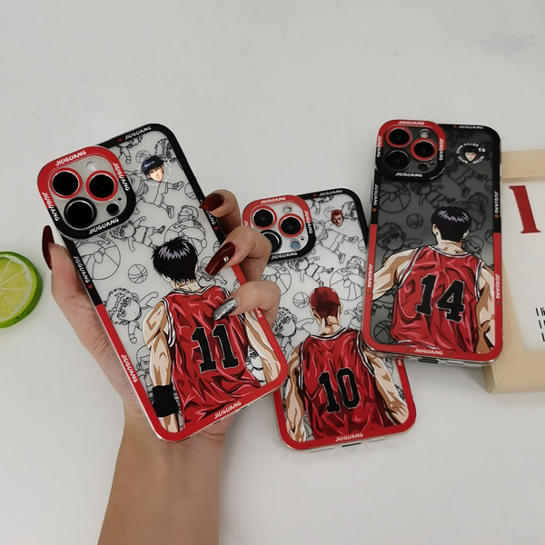 Coque de téléphone transparente motif Slam Dunk pour iPhone 11, 14 et 15
