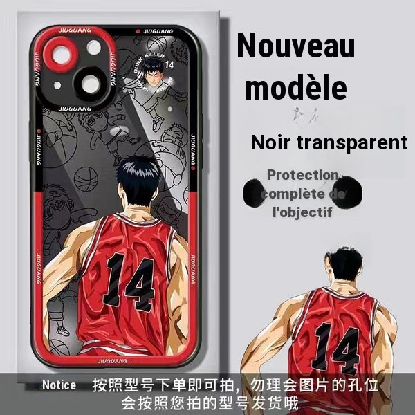 Coque de téléphone transparente motif Slam Dunk pour iPhone 11, 14 et 15
