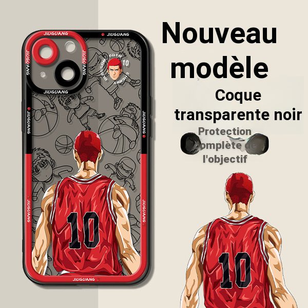 Coque de téléphone transparente motif Slam Dunk pour iPhone 11, 14 et 15