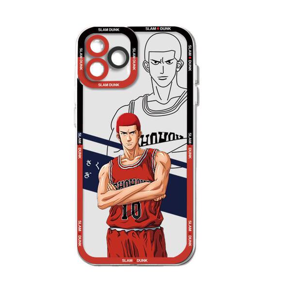 Coque de téléphone transparente motif Slam Dunk pour iPhone 11, 14 et 15