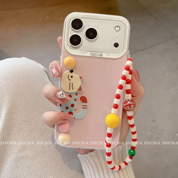 Coque en silicone avec motif chat à petite boule pour iPhone 17 Pro Max