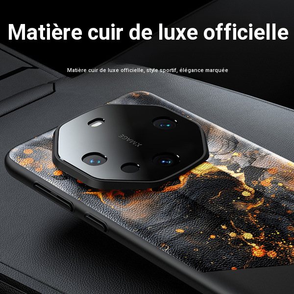 Coque Huawei Mate 60 Pro / 70 Pro effet cuir doré, protection antichoc