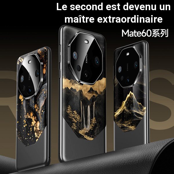 Coque Huawei Mate 60 Pro / 70 Pro effet cuir doré, protection antichoc