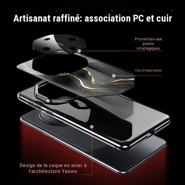 Coque Huawei Mate 60 Pro / 70 Pro effet cuir doré, protection antichoc