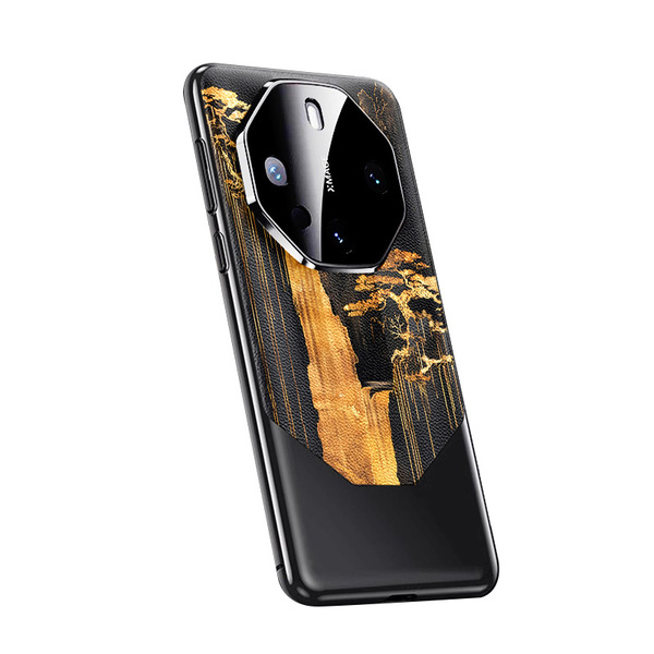 Coque Huawei Mate 60 Pro / 70 Pro effet cuir doré, protection antichoc
