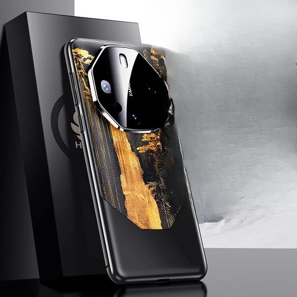 Coque Huawei Mate 60 Pro / 70 Pro effet cuir doré, protection antichoc