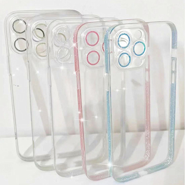Coque iPhone 15/16 en verre trempé transparent pailleté antichoc