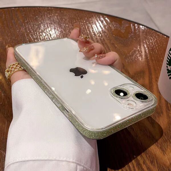 Coque iPhone 15/16 en verre trempé transparent pailleté antichoc