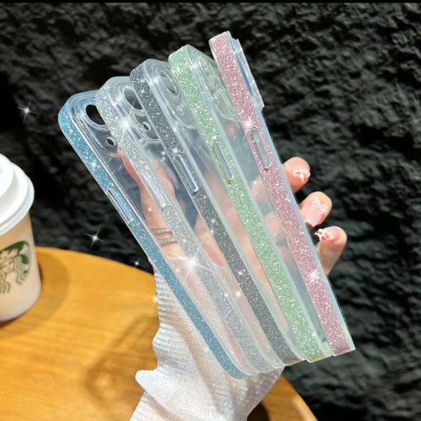 Coque iPhone 15/16 en verre trempé transparent pailleté antichoc