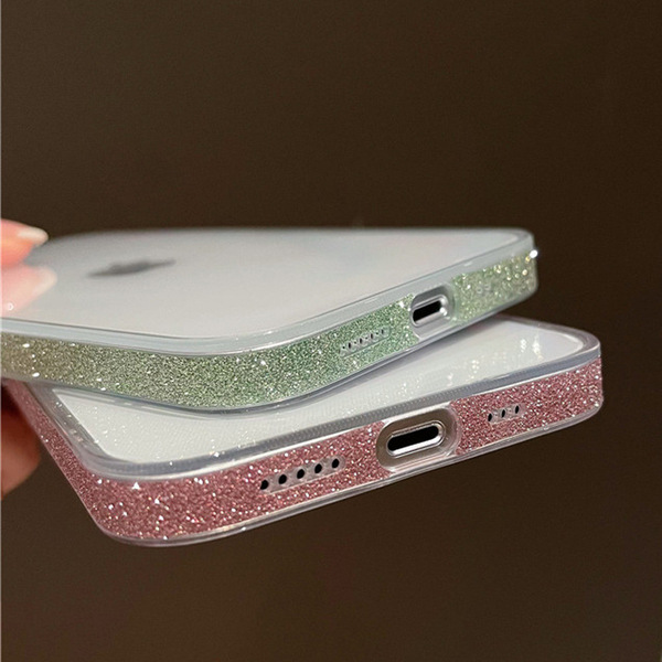Coque iPhone 15/16 en verre trempé transparent pailleté antichoc