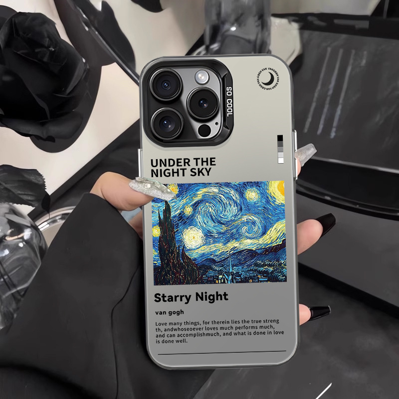 Coque iPhone 15/16 style Van Gogh nuit étoilée avec protection antichoc