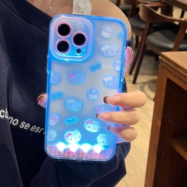 Coque iPhone 17 Pro Max chat nœud lumineux dégradé bleu