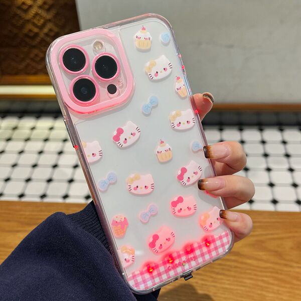 Coque iPhone 17 Pro Max chat nœud lumineux dégradé bleu