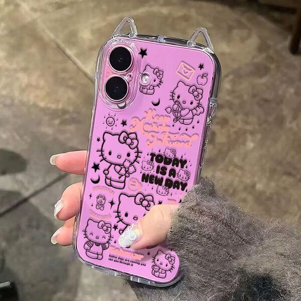 Coque iPhone chat transparente souple avec oreilles de chat et motifs félins