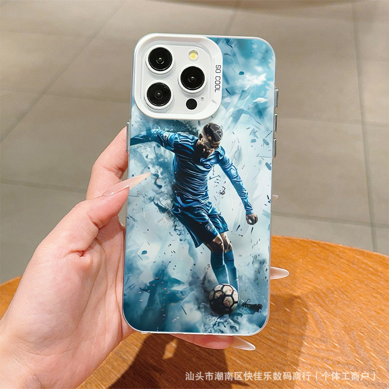 Coque iPhone peinte motif footballeur, compatible iPhone 12/13/14/15/16