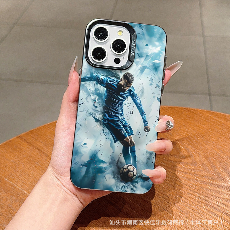Coque iPhone peinte motif footballeur, compatible iPhone 12/13/14/15/16