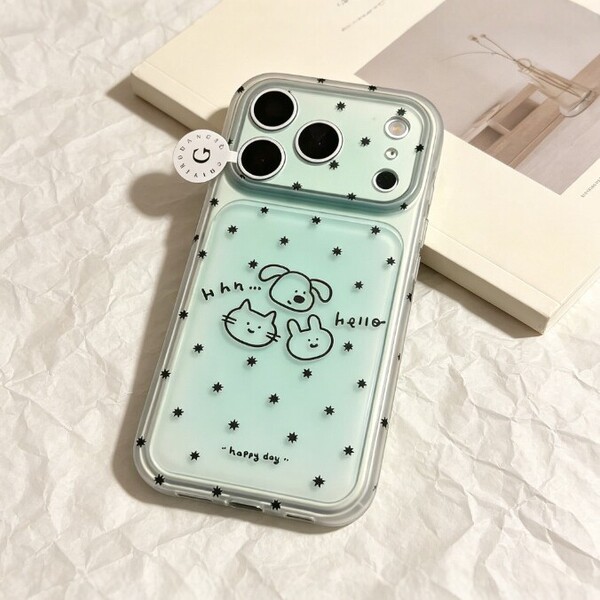 Coque iPhone transparente motif chat et chiot, compatible iPhone 11 à 18 Pro Max