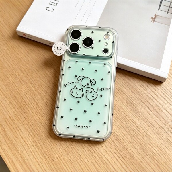 Coque iPhone transparente motif chat et chiot, compatible iPhone 11 à 18 Pro Max